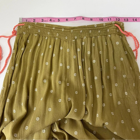 Free People Hearts Rising Pants Womens Large Embroidered Moss Green Tassels - Picture 8 of 10